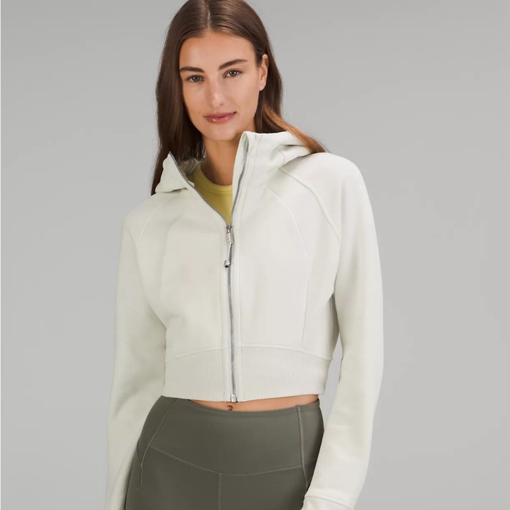 Scuba Full-Zip Cropped Hoodie - White Opal